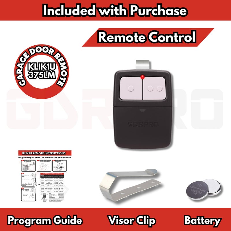 GDR PRO Universal Garage Door Opener Remote, Replaces Clicker 375LM, 375UT, KLIK1U, Compatible with LiftMaster, Chamberlain, Genie, Linear â€“ Dual Door or Gate Control â€“ Learn Button & Dip Switch Ready - Image 5
